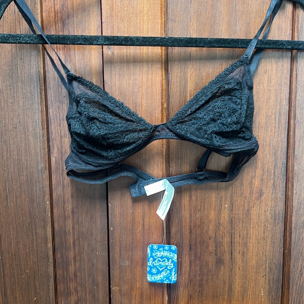 Black lacy Free People Bra with clasp